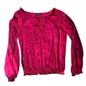 White House Black Market - Womens Pink Silky Longsleeve Top Sz. SM